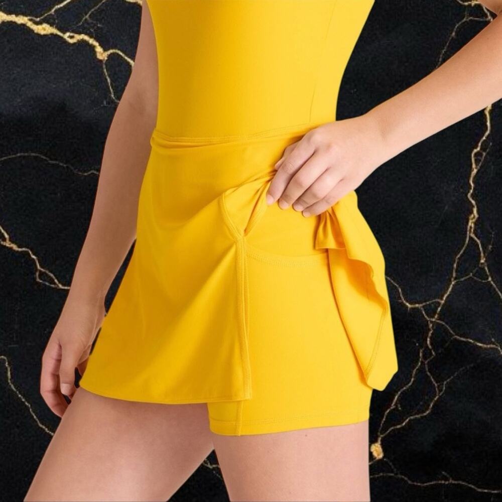 NWT JoyLab Yellow Tennis Dress Open Back Active Dress Size M - Picture 7 of 16